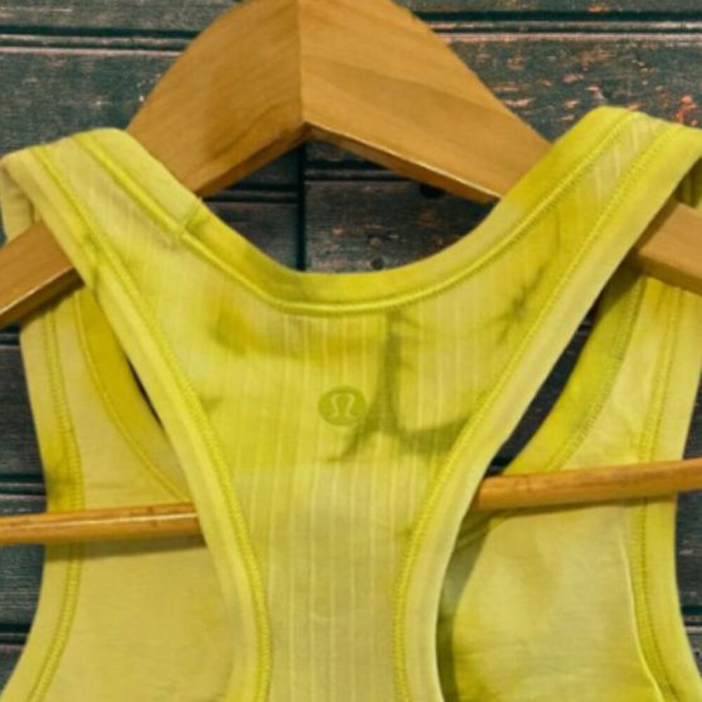Lululemon Ebb to Street Cropped Racerback Tank Top Size 4 Marble Dye Wasabi - Picture 3 of 8